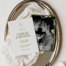 Elegante grüne Monogramm-Foto-Hochzeit