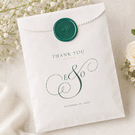 Elegante grüne Monogramm-Hochzeit Geschenktütchen