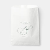 Elegante grüne Monogramm-Hochzeit Geschenktütchen (Vorderseite)