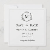 Elegante grüne Monogramm-Hochzeit Save The Date (Vorderseite)