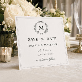 Elegante grüne Monogramm-Hochzeit Save The Date