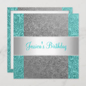 Elegante Grüne Paisley White Geburtstagsparty Einladung (Vorne/Hinten)
