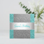 Elegante Grüne Paisley White Geburtstagsparty Einladung (Stehend Vorderseite)