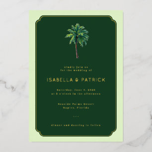 Elegante grüne Palme Folieneinladung