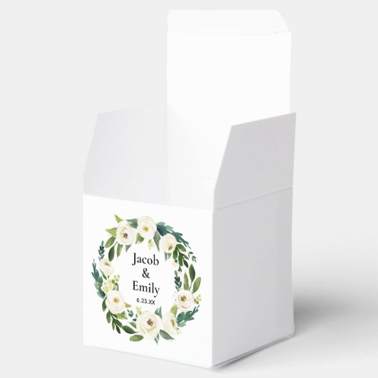 Elegante Grüne Personalisierte Namen Datum Hochzei Geschenkschachtel (Geöffnet)