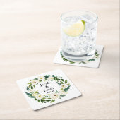 Elegante Grüne Personalisierte Namen Datum Hochzei Rechteckiger Pappuntersetzer (Vor Ort)