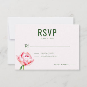 Elegante grüne Pfingstrose RSVP Karte
