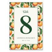 Elegante grüne Pfirsich-Illustration Tischnummer (Rückseite)