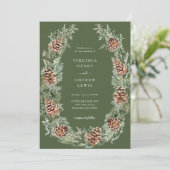 Elegante Grüne Pine Wedding Einladung (Stehend Vorderseite)