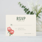 Elegante Grüne Protea-Blumen RSVP Karte (Stehend Vorderseite)