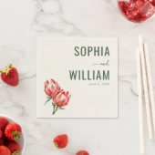 Elegante grüne Protea-Blumen Serviette (Beispiel)