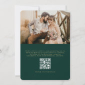 Elegante grüne QR-Code-Foto-Hochzeit Einladung (Rückseite)