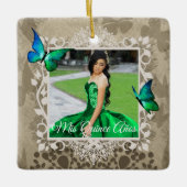 Elegante grüne Quinceanera Keepake Ornament (Vorderseite)