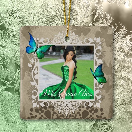 Elegante grüne Quinceanera Keepake Ornament