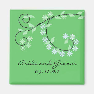 Elegante grüne Reben und Blumen Magnet