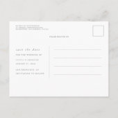 Elegante Grüne Romantisches Save the Date Foto Ankündigungspostkarte (Rückseite)