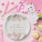 Elegante grüne Rosa Aquarell Agate Baby Dusche Pappteller (Party)