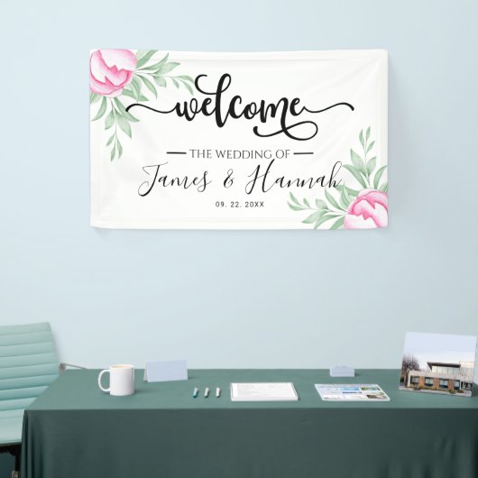 Elegante Grüne Rose Banner (Messeveranstaltung)