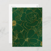 Elegante Grüne Rose Blumenlinie Zeichnend Feiertagspostkarte (Vorne/Hinten)