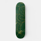 Elegante Grüne Rose Blumenlinie Zeichnend Skateboard (Vorderseite)
