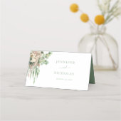 Elegante grüne Rose Hochzeit Platzkarte (Rückseite)