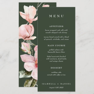Elegante Grüne Rose Menükarte