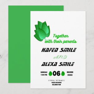 Elegante grüne Rose und florales Design Hochzeit I Einladung