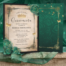 Elegante grüne Roségold-Schwarze Quinceanera