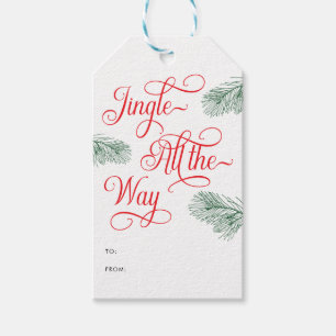 Elegante Grüne Rote Kalligrafie Weihnachten Geschenkanhänger