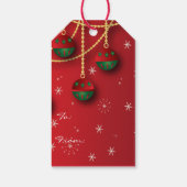 Elegante grüne, rote und goldene Weihnachten Geschenkanhänger (Rückseite)