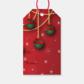 Elegante grüne, rote und goldene Weihnachten Geschenkanhänger (Rückseite)