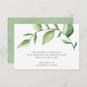 Elegante Grüne Rustikale Beerdigung Dankeskarte (Vorne/Hinten)