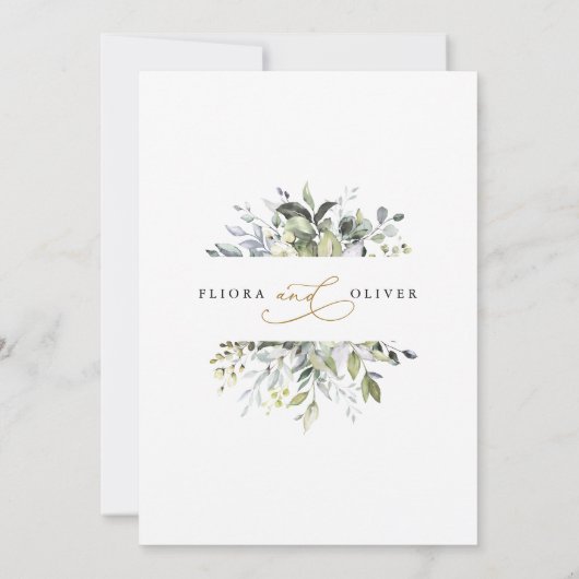 Elegante Grüne Rustikale Botanische Hochzeit Einladung (Rückseite)