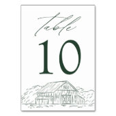 Elegante grüne Rustikale Hochzeit Tischnummer (Vorderseite)