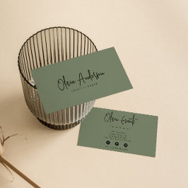 Elegante grüne rustikale Minimalistische Boho Chic Visitenkarte