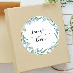 Elegante Grüne Rustikale Wildblumen-Hochzeit Runder Aufkleber