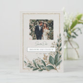 Elegante Grüne Save the Date Einladung (Stehend Vorderseite)