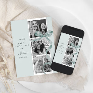 Elegante grüne Schleife 3 Foto Galentines Day Kart Feiertagskarte