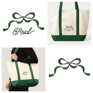Elegante grüne Schleife Tragetasche