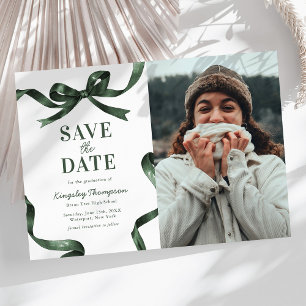 Elegante grüne Schleife zur Erinnerung an den Absc Save The Date