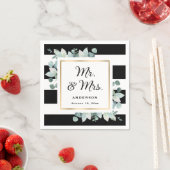 Elegante Grüne Schwarz-Weiß-Hochzeit Serviette (Beispiel)