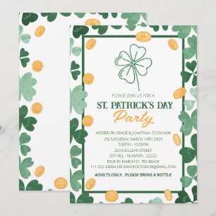 Elegante grüne Shamrock St. Patrick's Day Party Einladung