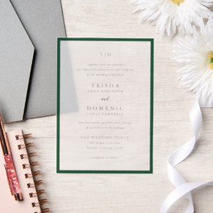 Elegante grüne Smaragd-Monogramm-Moderne Hochzeit Pergament Einladungen