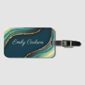 Elegante grüne smaragdgrüne Imitate Gold Glitzer Gepäckanhänger (Vorderseite (Horizontal))