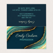 Elegante grüne smaragdgrüne Imitate Gold Glitzer Visitenkarten (Außenseite Aufgefaltet)