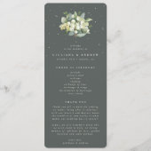 Elegante grüne Snowberry+Eucalyptus Bouquet Weddin Programm (Vorderseite)