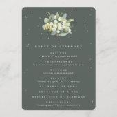 Elegante grüne Snowberry+Eucalyptus Bouquet Weddin Programm (Vorderseite)