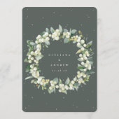 Elegante grüne Snowberry+Eucalyptus Bouquet Weddin Programm (Rückseite)