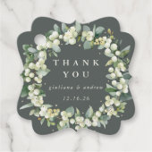 Elegante grüne Snowberry+Eucalyptus Wreath Wedding Geschenkanhänger (Vorderseite)