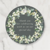 Elegante grüne Snowberry+Eucalyptus Wreath Wedding Geschenkanhänger (Rückseite)